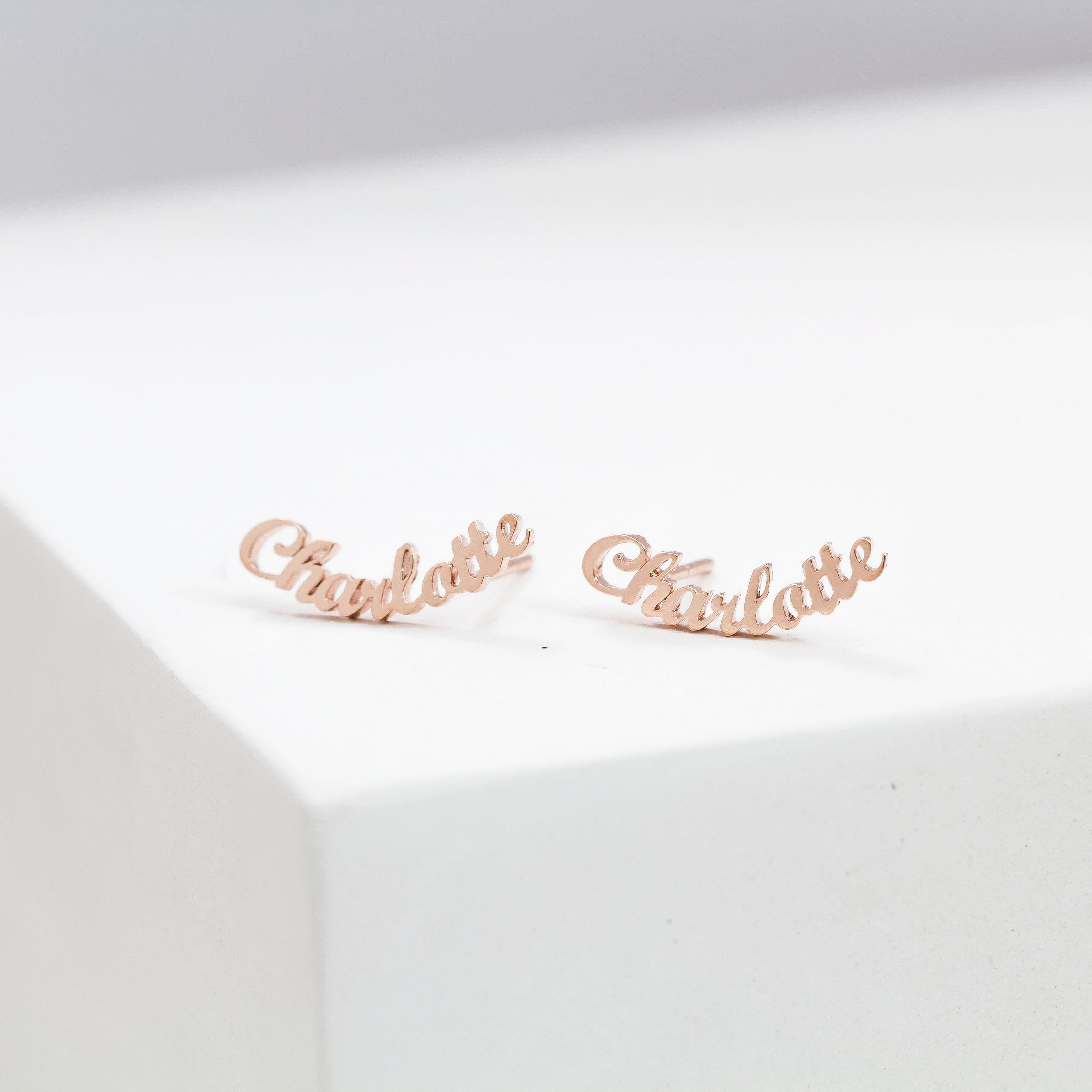 London Name Earrings Rose Gold